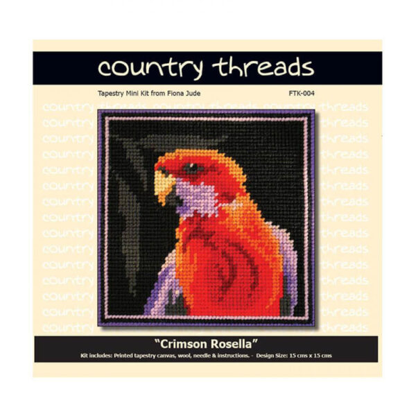 Country Threads Tapestry Printed CRIMSON ROSELLA Kit Incl Threads FJK-004