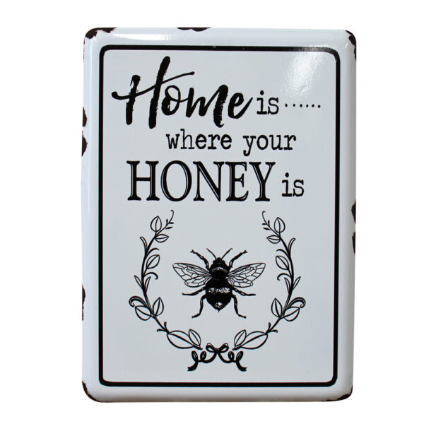 Country Metal Tin Sign Wall Art HOME YOUR HONEY IS Plaque