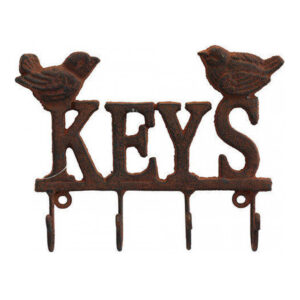 Vintage Wall Art Keys Hooks Double Bird Hanger Wrought Iron