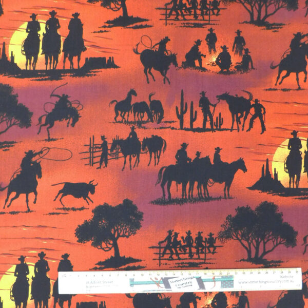 Quilting Patchwork Fabric SUNSET COWBOY 50x55cm FQ Material