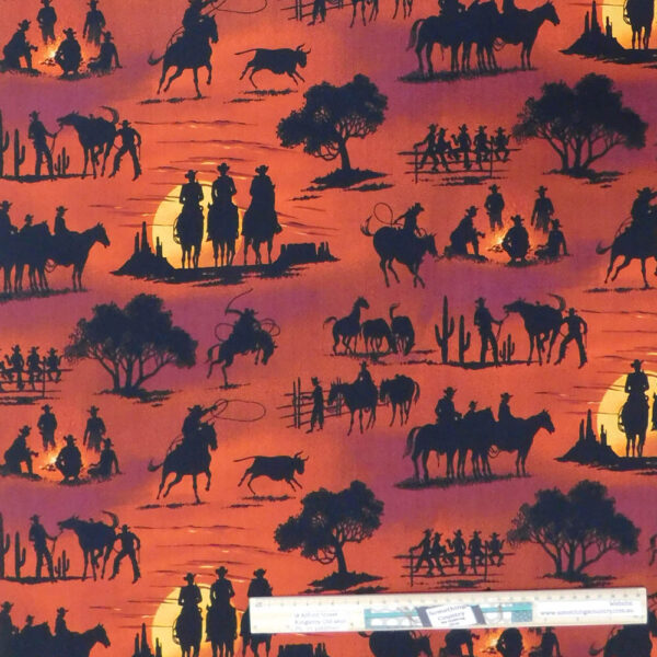 Quilting Patchwork Fabric SUNSET COWBOY 50x55cm FQ Material