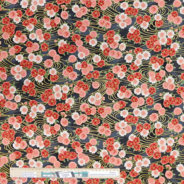 Quilting Patchwork Fabric JAPANESE SMALL FLORAL 50x55cm FQ Material