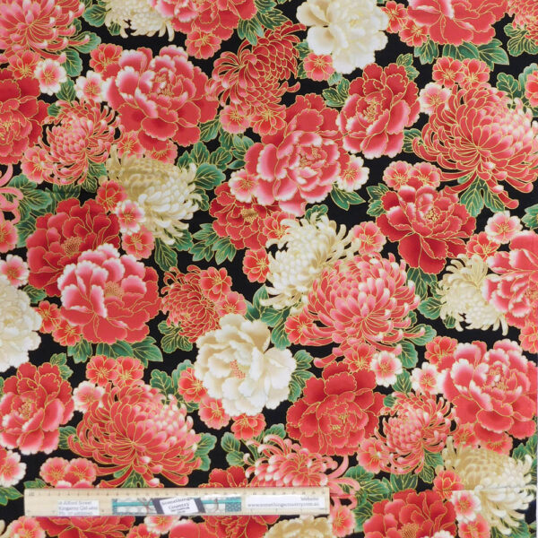Quilting Patchwork Fabric JAPANESE LARGE FLORAL 50x55cm FQ Material