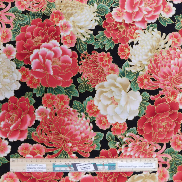 Quilting Patchwork Fabric JAPANESE LARGE FLORAL 50x55cm FQ Material