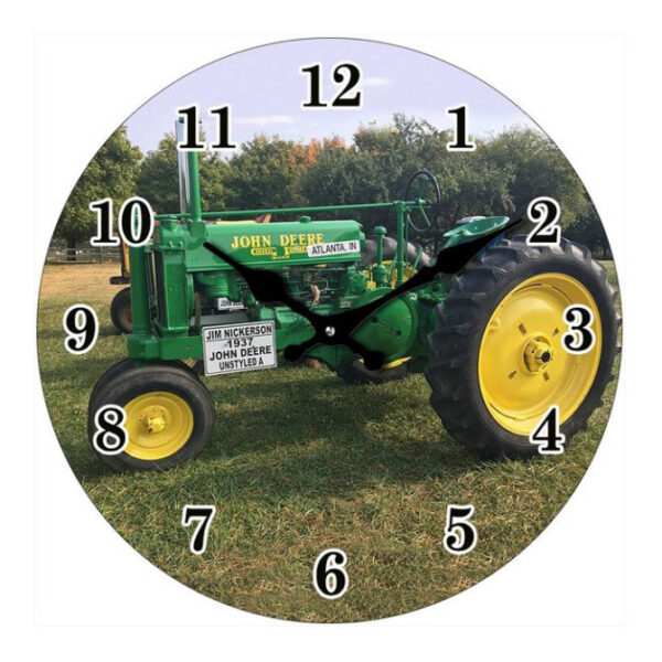 Clock French Country Wall Clocks 17cm JOHN DEERE TRACTOR Small Glass