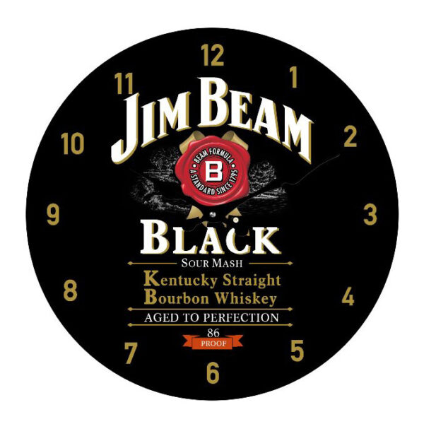 Clock French Country Wall Small Clocks 17cm JIM BEAM BLACK ALCOHOL