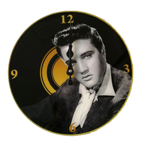 Clock French Country Wall Clocks 30cm ELVIS PRESLEY Gold Record Glass