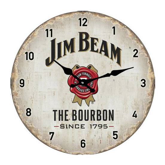 Clock French Country Wall Small Clocks 17cm JIM BEAM WHISKY ALCOHOL