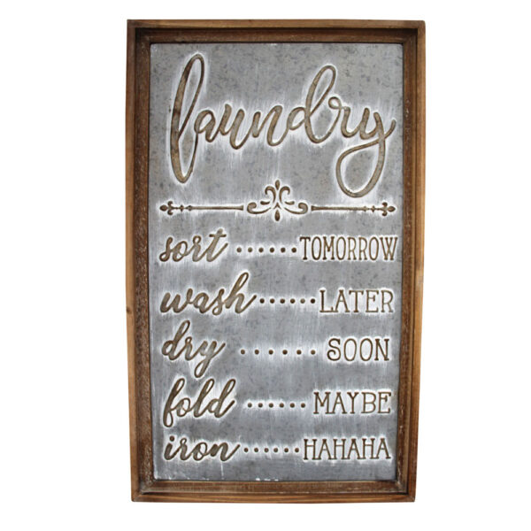 Country Metal Tin Sign Wall Art Laundry Plaque Galvanised Raised Letters