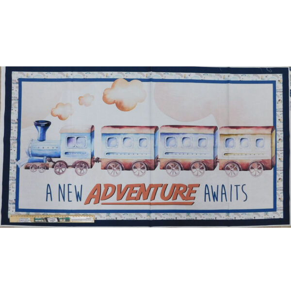Patchwork Quilting Sewing Fabric TRAIN ADVENTURE Panel 60x110cm