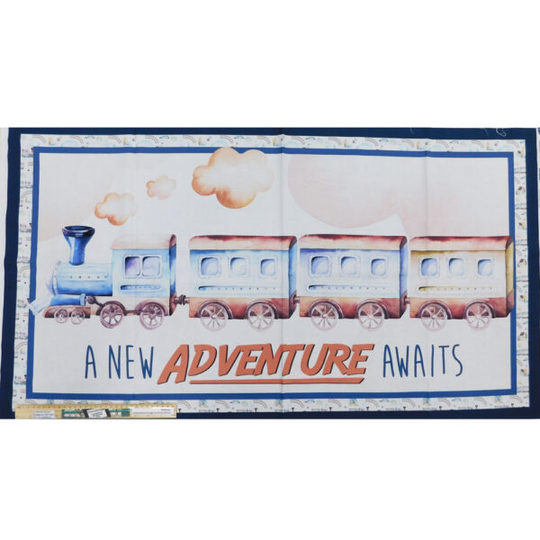 Patchwork Quilting Sewing Fabric TRAIN ADVENTURE Panel 60x110cm