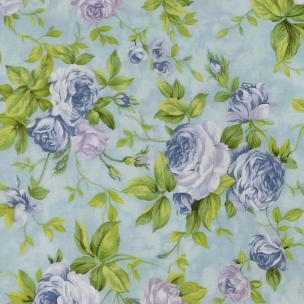 Patchwork Quilting Sewing Fabric BLUE PURPLE ROSES 50x55cm FQ New