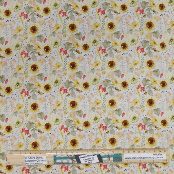 Patchwork Quilting Sewing Fabric SUNFLOWERS LIGHT 50x55cm FQ New