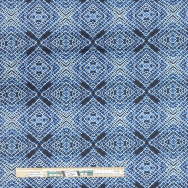 Patchwork Quilting Sewing Fabric SHIBORI BLUE DIAMONDS 50x55cm FQ New