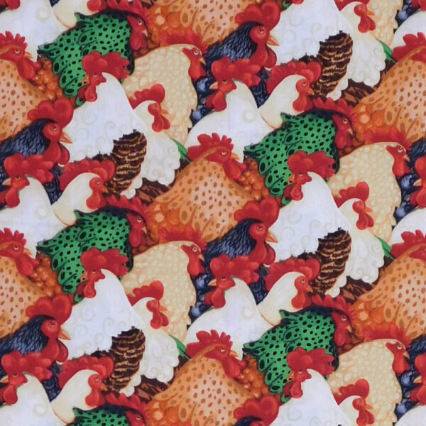 Patchwork Quilting Sewing Fabric FARM RAISED CHICKENS 50x55cm FQ New