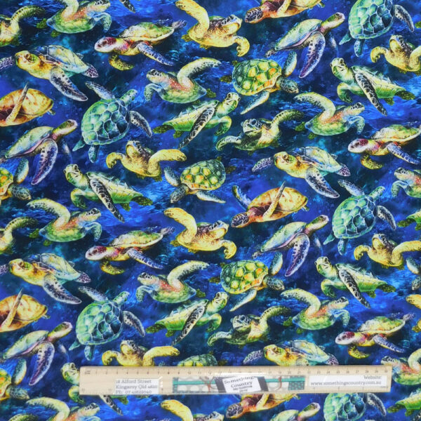Quilting Sewing Fabric THE REEF TURTLES Allover Material 50x55cm FQ