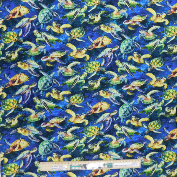 Quilting Sewing Fabric THE REEF TURTLES Allover Material 50x55cm FQ