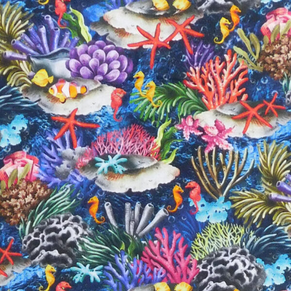Quilting Sewing Fabric THE REEF CORAL Allover Material 50x55cm FQ