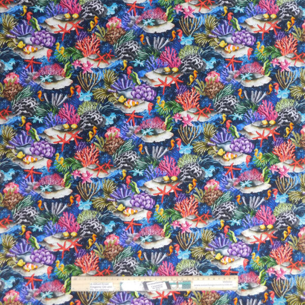 Quilting Sewing Fabric THE REEF CORAL Allover Material 50x55cm FQ