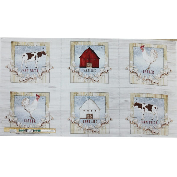 Patchwork Quilting Sewing Fabric FARM LIFE Panel 62x110cm