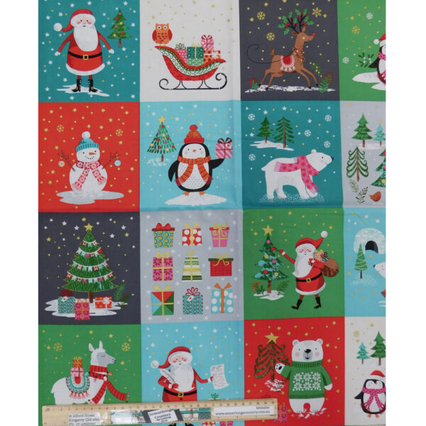 Patchwork Quilting Sewing Fabric LET IS SNOW CHRISTMAS Panel 59x110cm