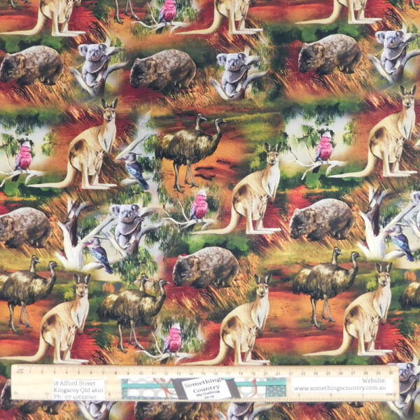 Quilting Patchwork Sewing Fabric AUSTRALIAN WILDLIFE VALLEY 50x55cm FQ New