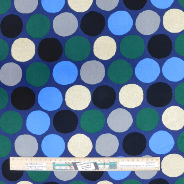 Quilting Sewing Fabric LARGE SPOTS BLUE Allover Material 50x55cm FQ