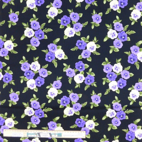 Quilting Patchwork Sewing Fabric PANSIES Allover Material 50x55cm FQ