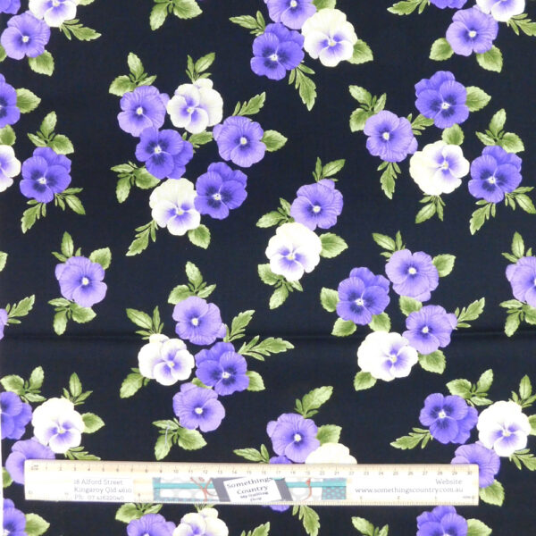 Quilting Patchwork Sewing Fabric PANSIES Allover Material 50x55cm FQ