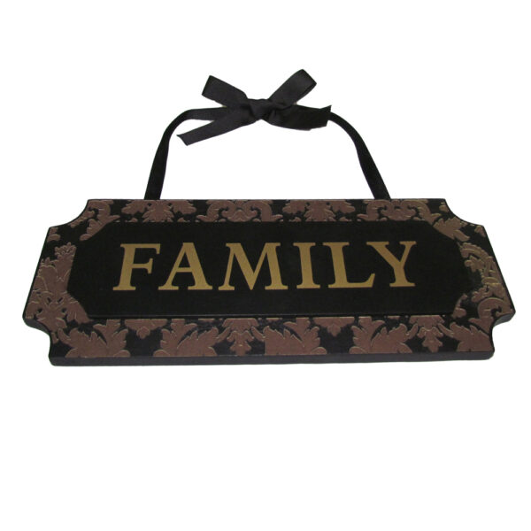Country Wooden Carved Sign FAMILY with Ribbon Hanger