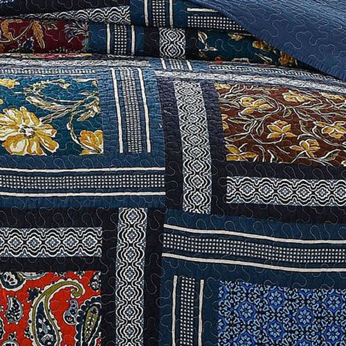 French Country Patchwork Bed Quilt ENGLISH CHARM KING Coverlet