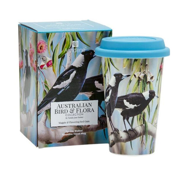 Ashdene Travel Tea Coffee Mug Cup Australian Birds Magpie