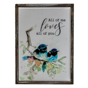 Country Farmhouse Blue Bird Framed Sign LOVES ALL OF YOU
