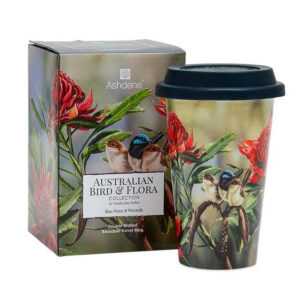 Ashdene Travel Tea Coffee Mug Cup Australian Birds Blue Wren
