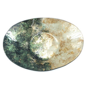 Printed Glass Decorative Plate Dish Bowl GREEN RUSTIC Ornamental