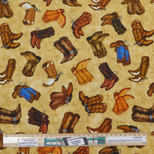 Quilting Sewing Fabric COUNTRY COWBOY BOOTS Material 50x55cm FQ