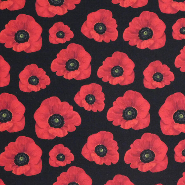 Quilting Sewing Fabric ANZAC REMEMBERING POPPIES Material 50x55cm FQ