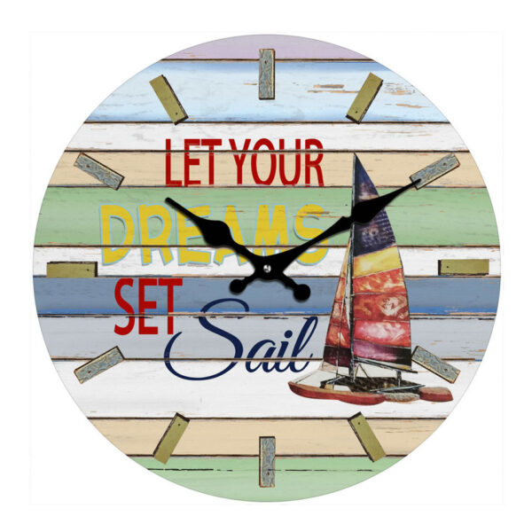 Clock French Country Wall 30cm DREAMS SET SAIL Glass