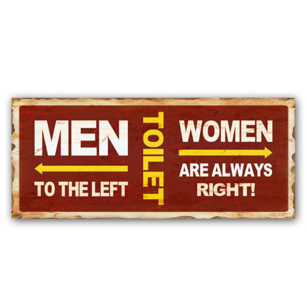 Country Metal Tin Sign Wall Art TOILET WOMEN RIGHT Plaque Rustic