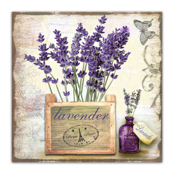 Country Metal Tin Sign Wall Art LAVENDER PLANTER Plaque Rustic