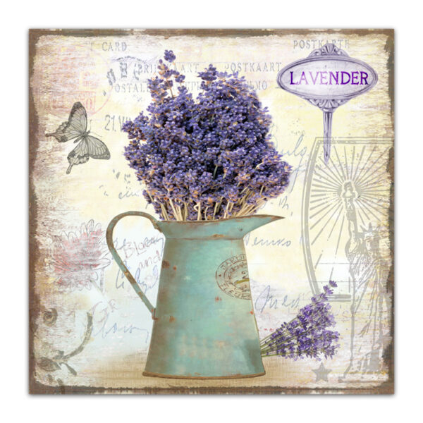 Country Metal Tin Sign Wall Art LAVENDER JUG Plaque Rustic
