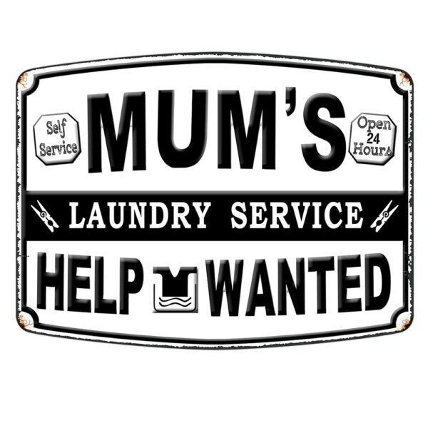 Country Metal Tin Sign Wall Art MUMS LAUNDRY SERVICE Plaque