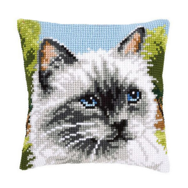 Crafting Kit CAT Cross Stitch Cushion Inc Canvas and Threads