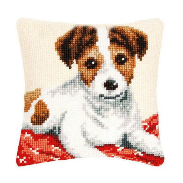 Crafting Kit JACK RUSSELL DOG Cross Stitch Cushion Inc Canvas and Thread