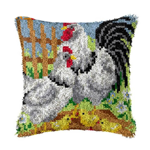 Crafting Kit CHICKENS Latch Hook with Cushion Hook and Threads