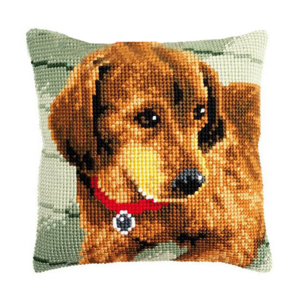Crafting Kit SAUSAGE DOG Cross Stitch Cushion Inc Canvas and Thread