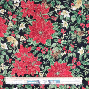 Patchwork Quilting Sewing Fabric Christmas Flowers Red and White 50x55cm FQ