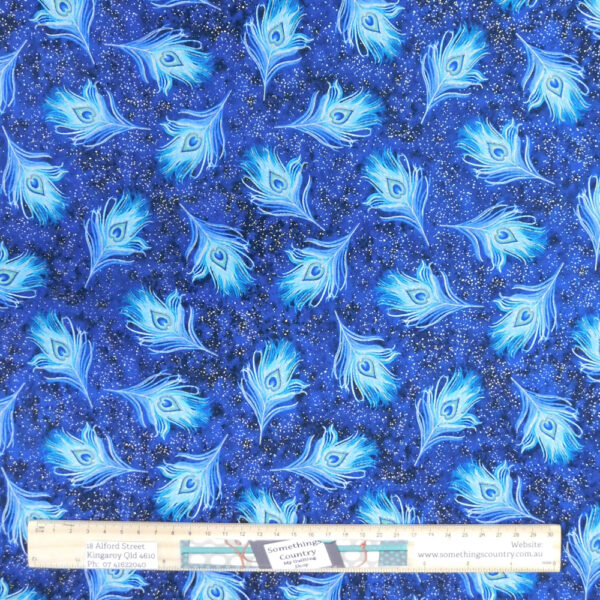Patchwork Quilting Sewing Fabric Royal Peacock Feathers 50x55cm FQ
