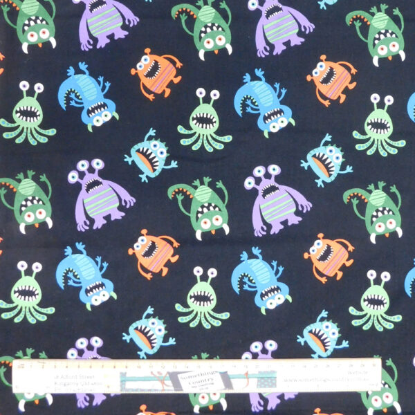 Patchwork Quilting Sewing Fabric Cute Monsters 50x55cm FQ Material