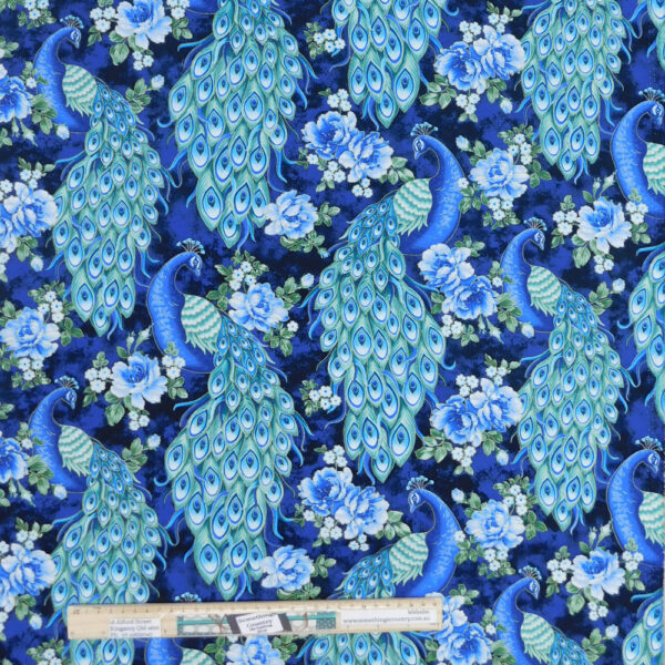 Patchwork Quilting Sewing Fabric Royal Peacocks 50x55cm FQ